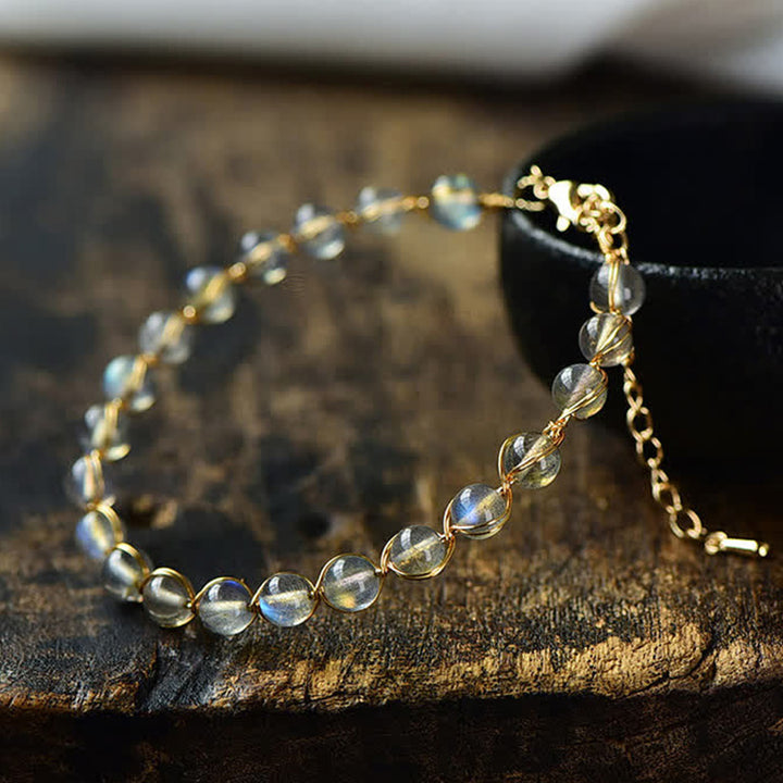 Buddha Stones Natural Moonstone 14K Gold Healing Positive Bracelet - image 6