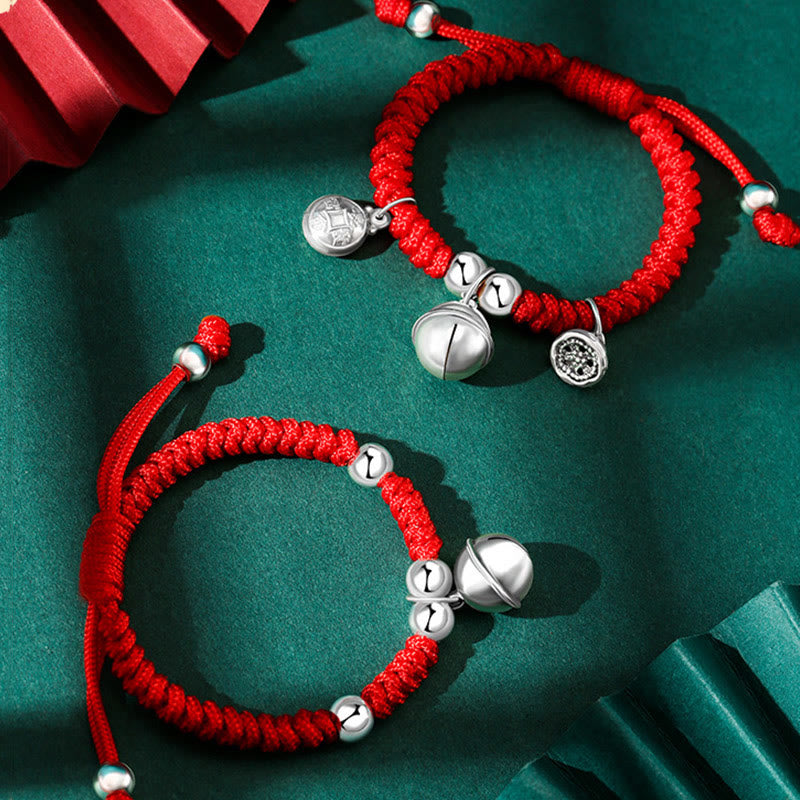 Buddha Stones 925 Sterling Silver Handmade Fu Character Lucky Money Bag Chinese Lock Charm Bell Lotus Copper Coin King Kong Knot Braided Kids Bracelet - image 17