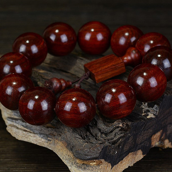 Buddha Stones Tibetan Small Leaf Red Sandalwood Relaxation Bracelet - image 2