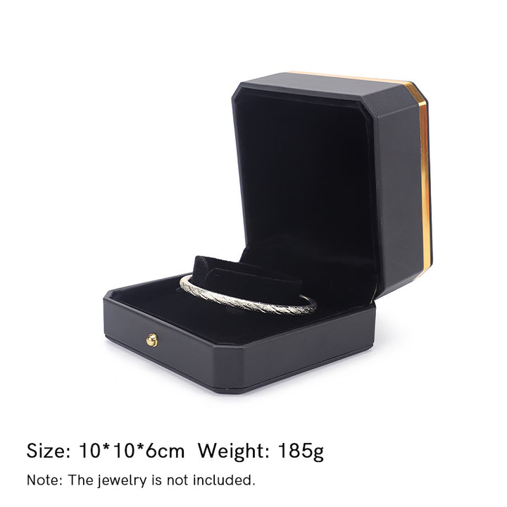 Buddha Stones Jewelry Storage Box PU Leather Gift Box - Black - Bracelet Box (10*10*6cm) - image 16