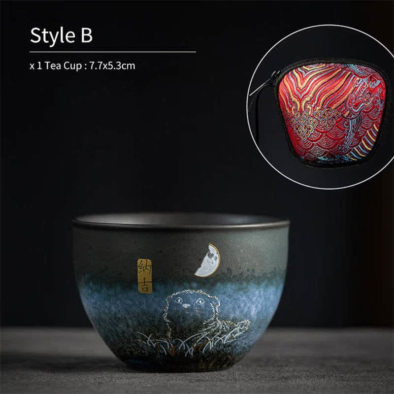 Buddha Stones Ceramic Teacup Lovely Cat Black Tea Cups 140ml - Auspiciousness - image 7