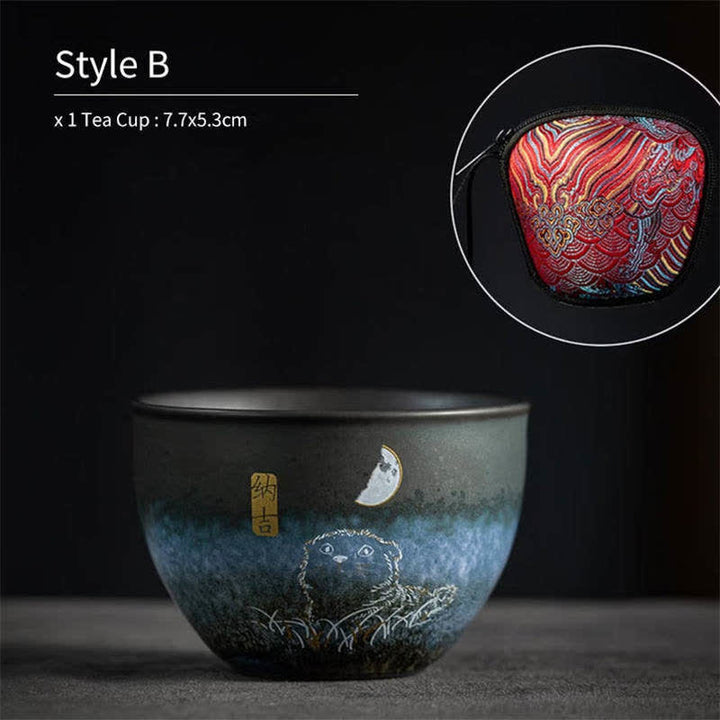 Buddha Stones Ceramic Teacup Lovely Cat Black Tea Cups 140ml - Auspiciousness - image 7