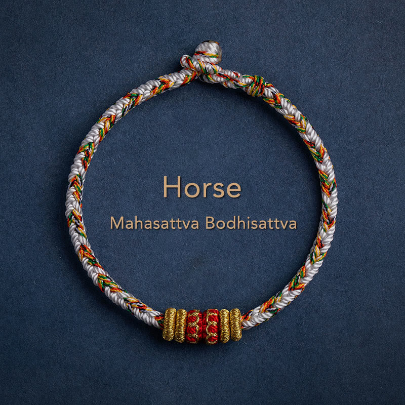 Buddha Stones Tibet Handmade Chinese Zodiac Natal Buddha Luck Strength Braided String Bracelet - Horse-Mahasattva Bodhisattva - 17-19cm - image 17