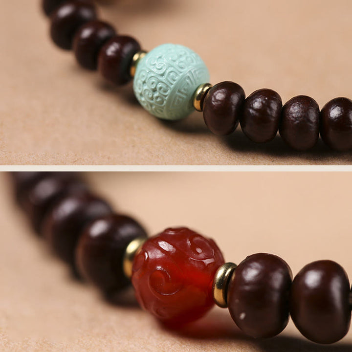 Buddha Stones Natural Tibet Purple Bodhi Seed Dzi Bead God of Wealth Wisdom Bracelet - image 9