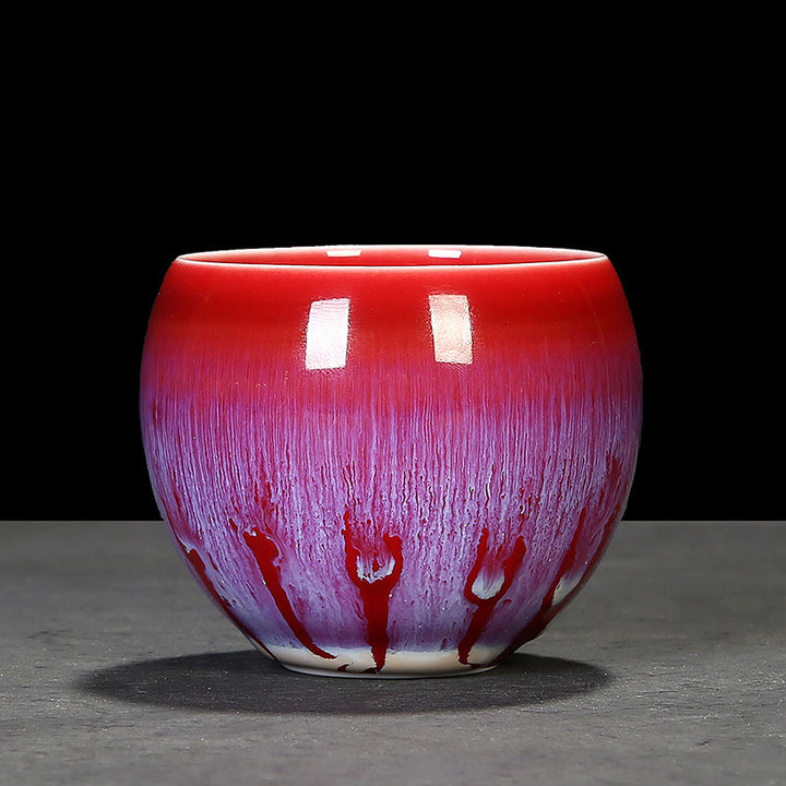 Buddha Stones Chinese Jianzhan Glaze Kiln Change Ceramic Teacup Tenmoku Kung Fu Tea Cup - Red - 7.2cm*6cm*140ml - image 26