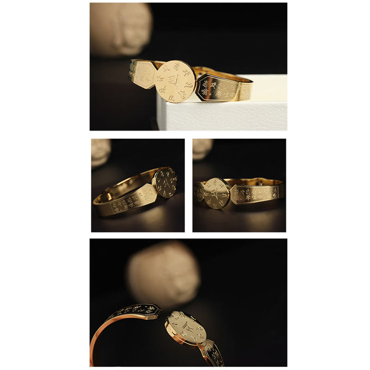 Buddha Stones Yin Yang Lotus Om Mani Padme Hum Mantra Titanium Steel Harmony Bracelet Bangle - image 23