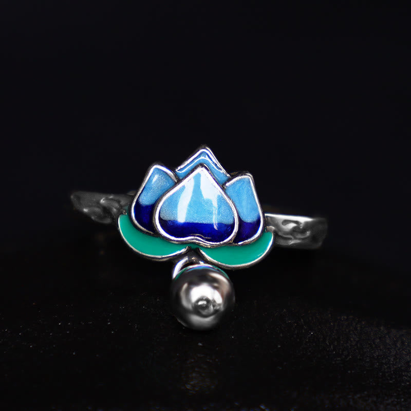 Buddha Stones Lotus Flower Pattern Enlightenment Ring - image 1