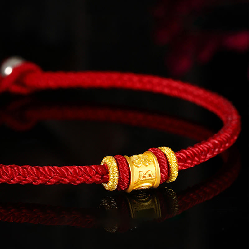 Buddha Stones Tibet 999 Gold Om Mani Padme Hum Engraved Protection Lucky Bead Bracelet - image 5