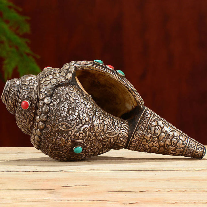 Buddha Stones Tibetan Handmade Natural Shankha Engraved Eight Auspicious Symbols Conch Shell Lucky Home Decoration - image 11