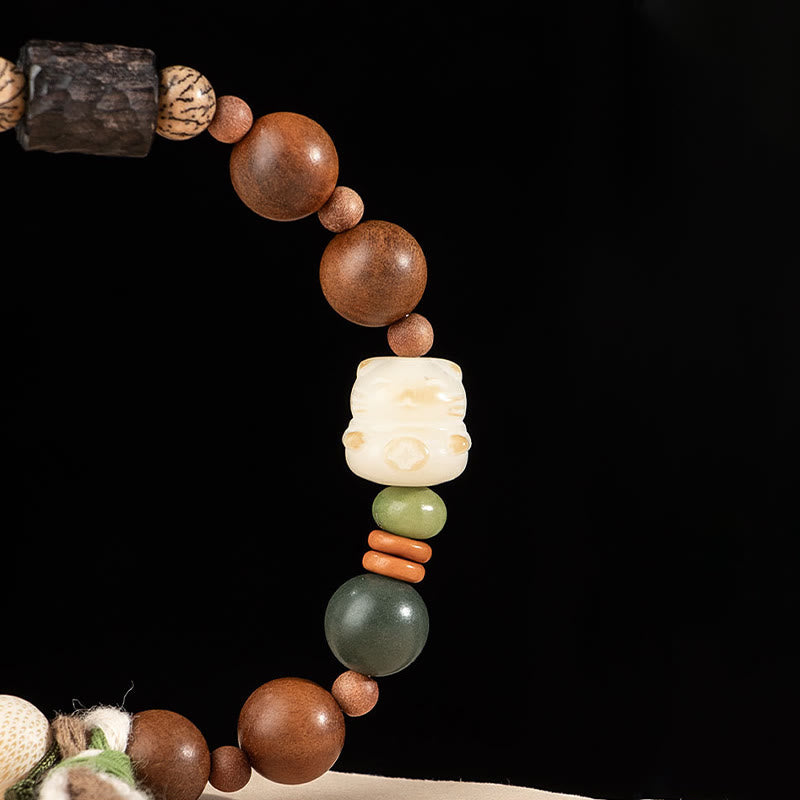 Buddha Stones Lightning Strike Wood Bodhi Seed Cat Paw Claw Auspiciousness Protection Tassel Bracelet - image 3