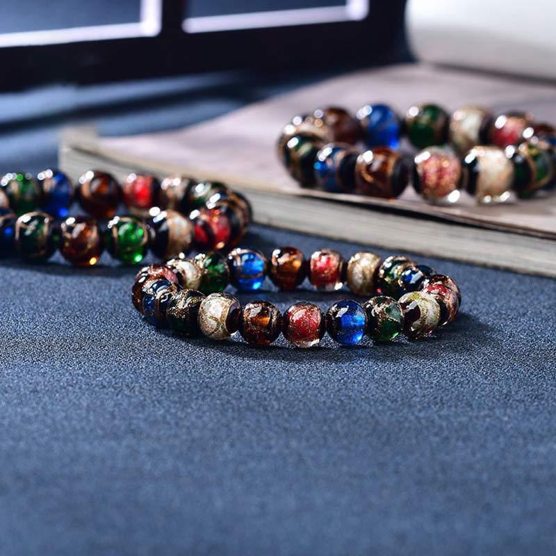 Buddha Stones Colorful Liuli Glass Bead Luck Bracelet - image 4