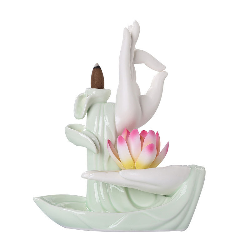 Buddha StonesTibetan Lotus Blessing Incense Burner Decoration - image 6