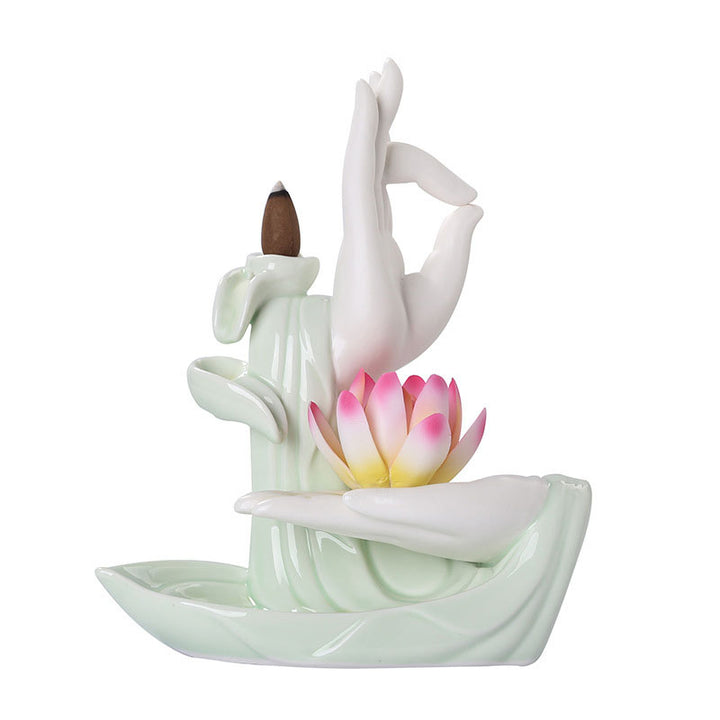 Buddha StonesTibetan Lotus Blessing Incense Burner Decoration - image 6