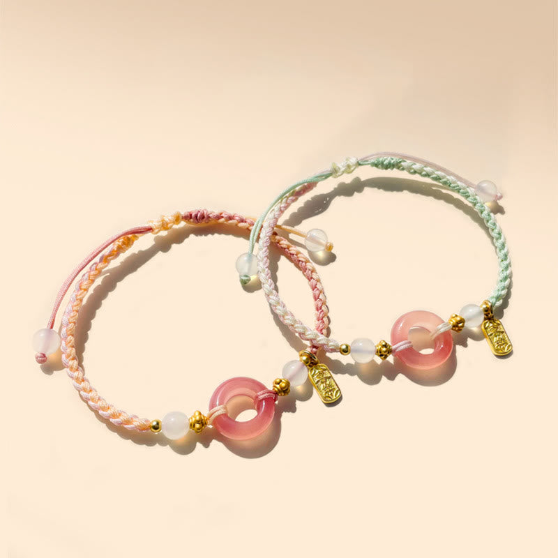 Buddha Stones Peace And Joy Agate Peace Buckle Auspicious Handmade Braided Bracelet - image 1