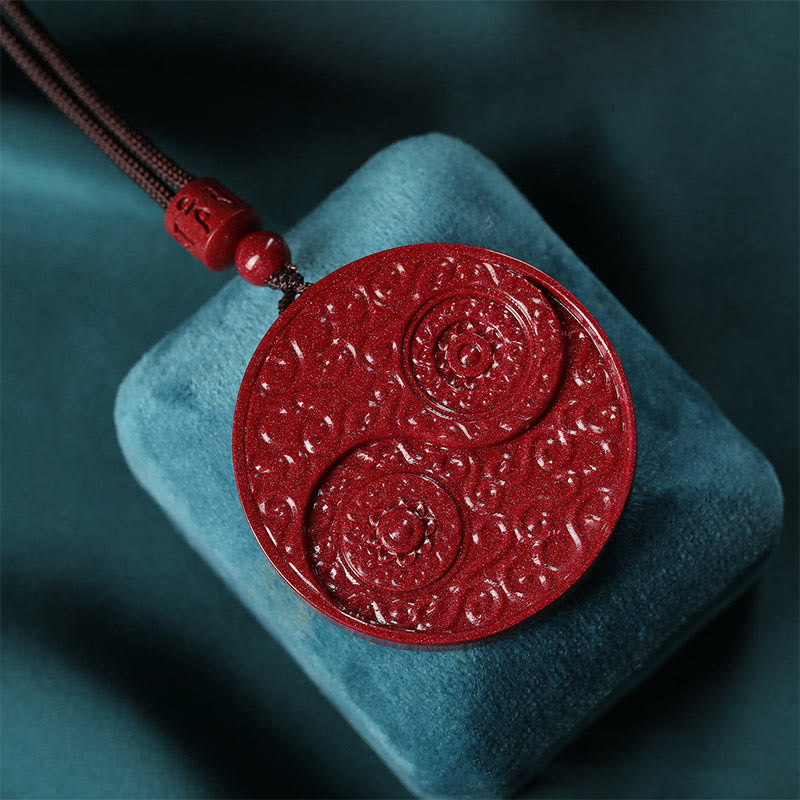 Buddha Stones Cinnabar Yin Yang Keep Away Evil Spirits Necklace Pendant - image 1