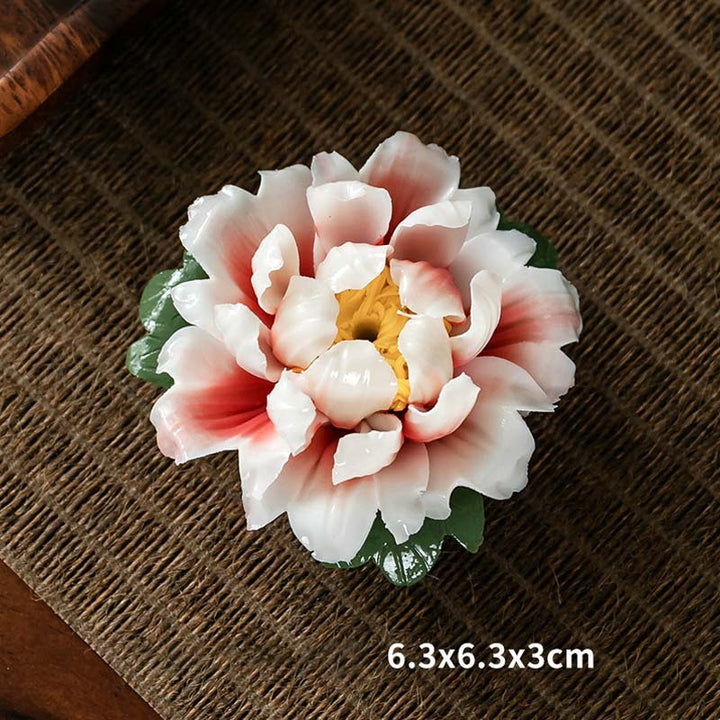 Buddha Stones Tibetan Lotus Blessing Ceramic Stick Incense Burner Decoration - Pink & White - image 9