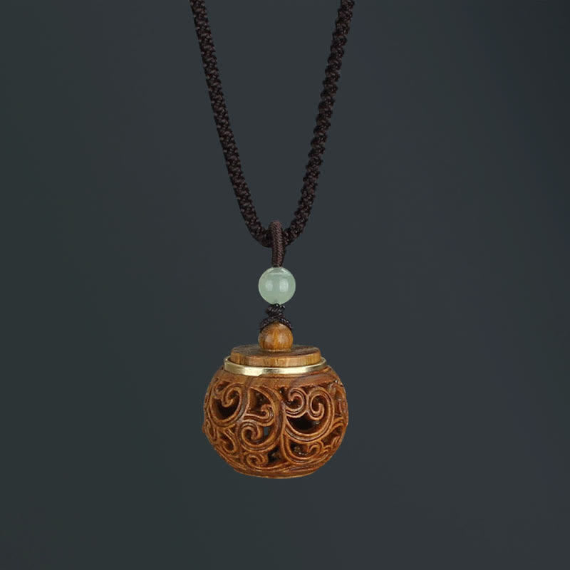 Buddha Stones Tibet Green Sandalwood Rosewood Om Mani Padme Hum Lotus Positive Soothing Necklace Pendant - Round Bottle Green Sandalwood - image 16