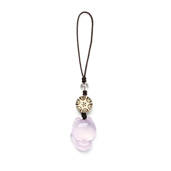 Natural Chalcedony Fox Harmony Phone Hanging Decoration - image 11