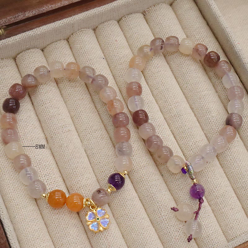 Buddha Stones Natural Purple Golden Silk Jade Violet Flower Bead Charm Wealth Bracelet - image 12