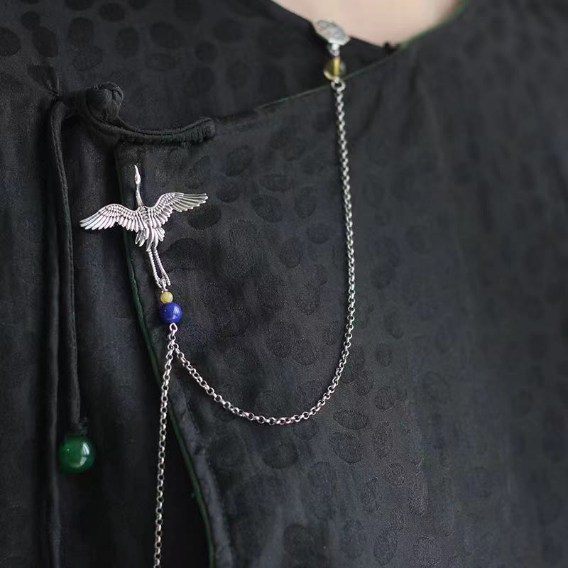 Buddha Stones Vintage Crane Happiness Copper Brooch - Crane - image 0