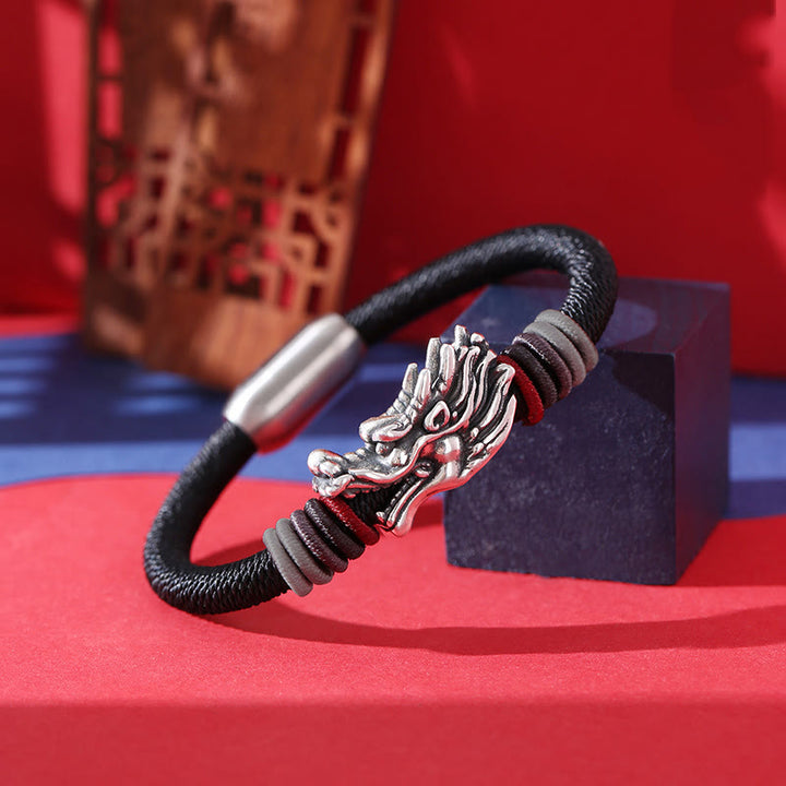Buddha Stones 999 Sterling Silver Dragon Luck Handcrafted Braided Child Adult Bracelet - image 2