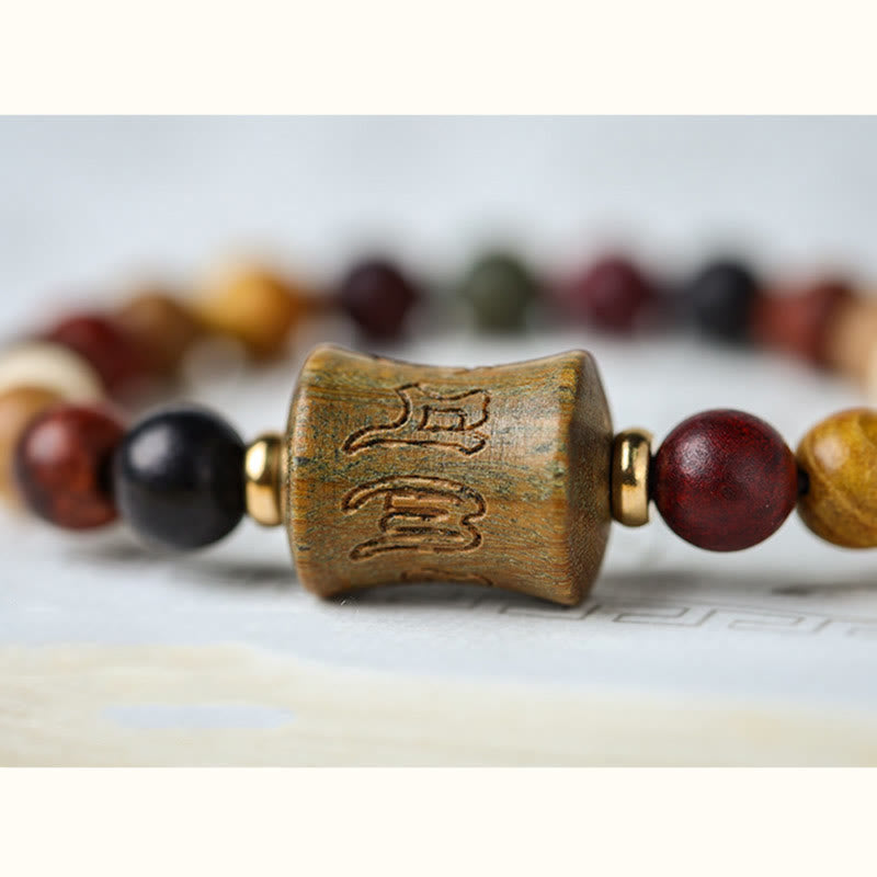 Buddha Stones Tibet Multicolored Sandalwood Om Mani Padme Hum Protection Bracelet - image 7