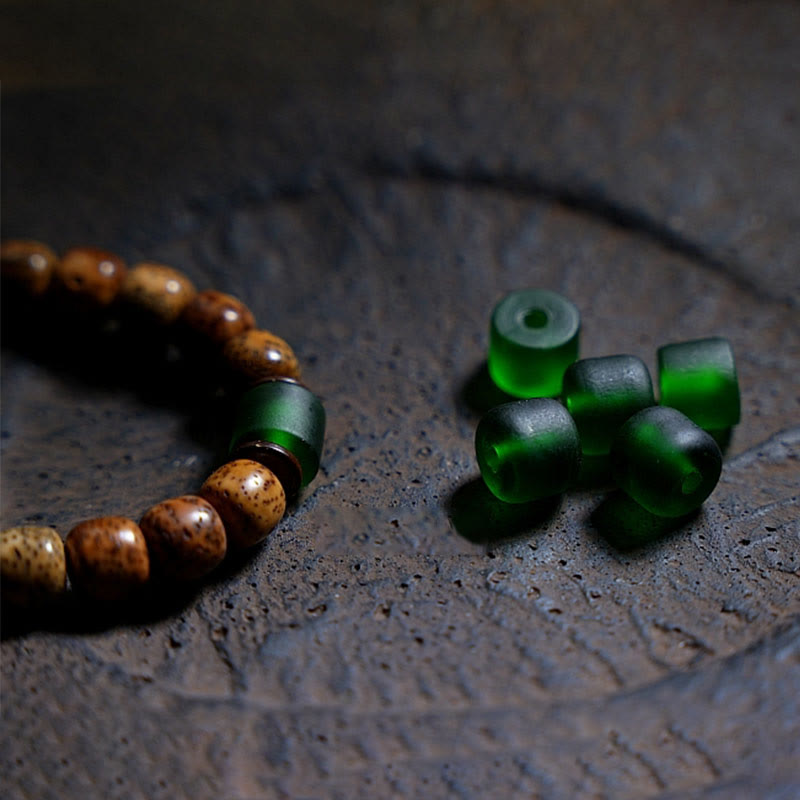 Buddha Stones Tibetan Bodhi Seed Amber Dzi Bead Agate Zakiram Goddess of Wealth Beads Triple Wrap Bracelet - image 9