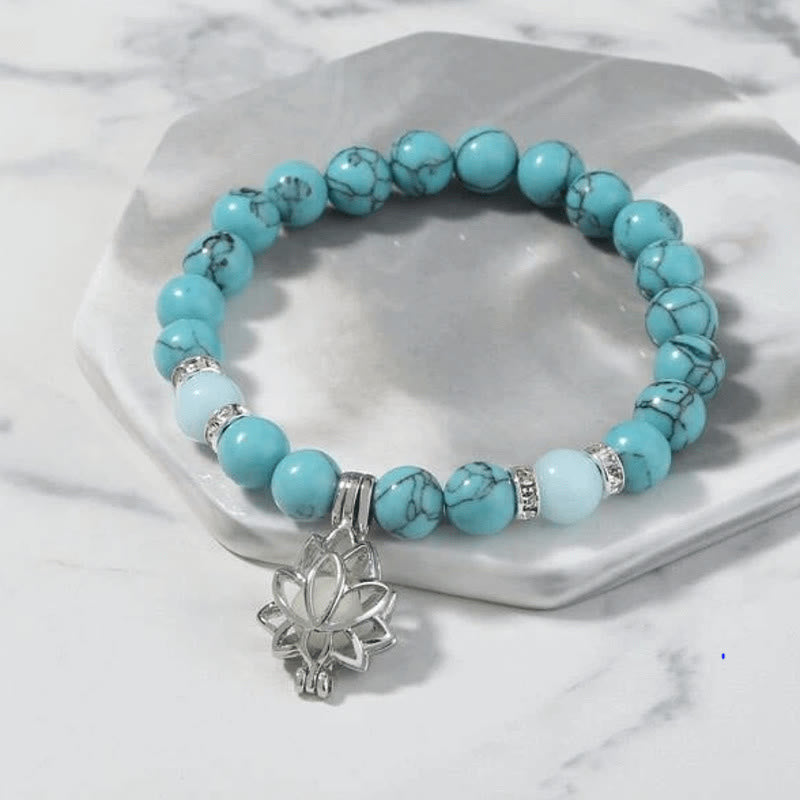 Buddha Stones Tibetan Turquoise Glowstone Luminous Bead Lotus Protection Bracelet - image 5