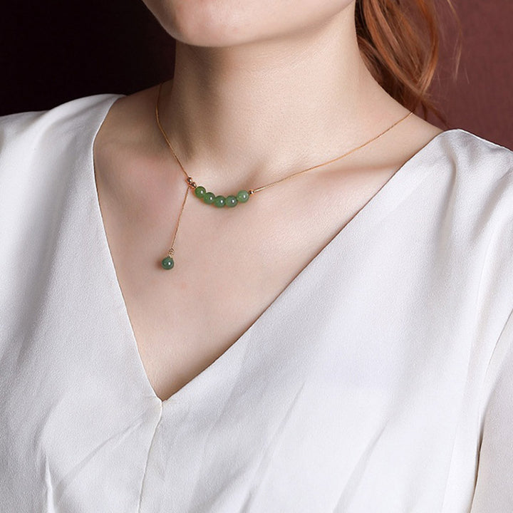 Buddha Stones 925 Sterling Silver Cyan Jade Beads Healing Necklace Pendant - image 7