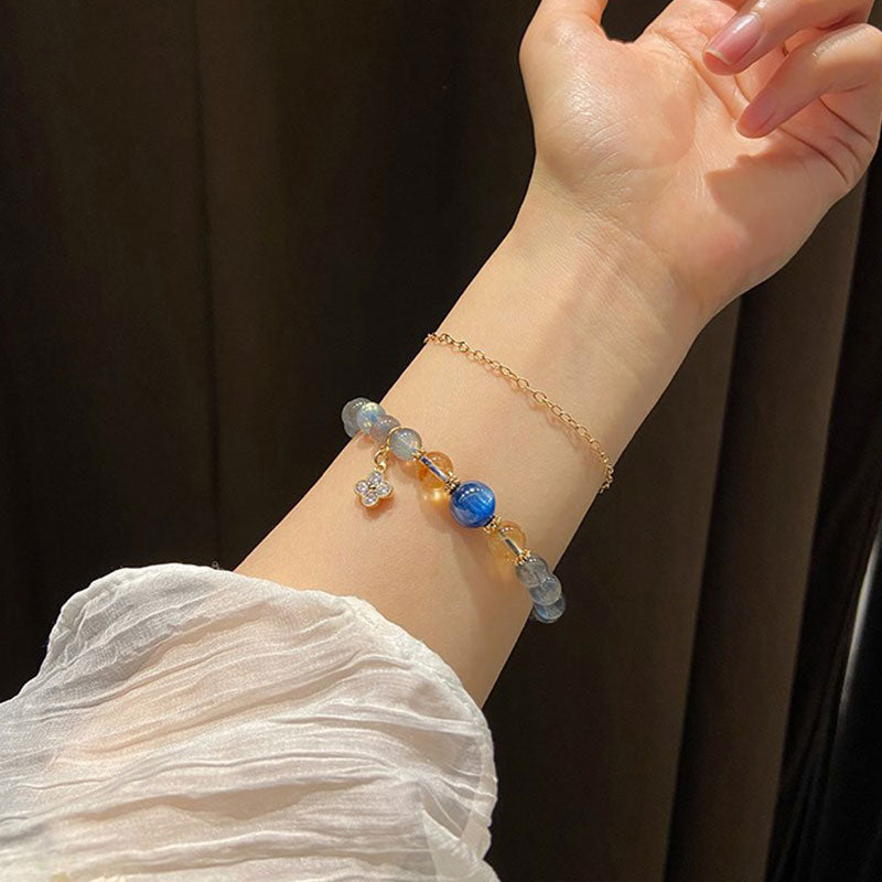 Buddha Stones Natural Moonstone Flower Chram Healing Beads Bracelet - image 2