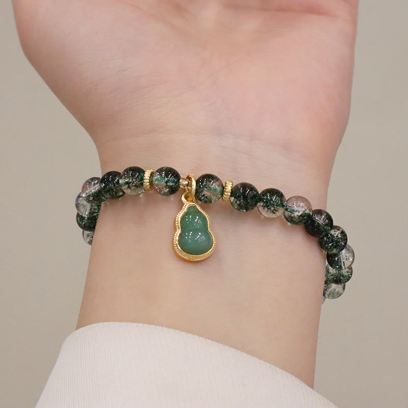 Buddha Stones Natural Green Phantom Confidence Gourd Buddha Charm Bracelet - image 6