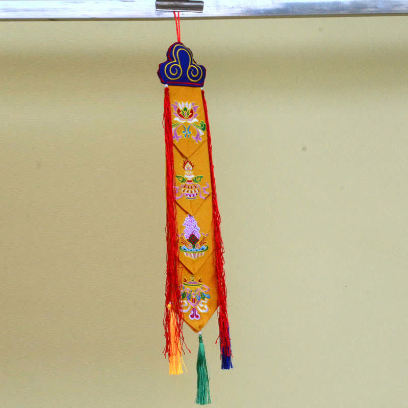 Lotus Flower Eight Auspicious Symbols Meditation Enlightenment Colorful Tassels Wall Art - 8 Auspicious Symbols (45cm*4-8cm) - image 8