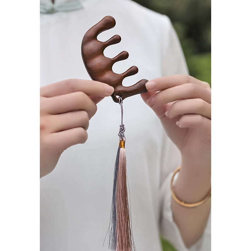 Simple Green Sandalwood Soothing Tassel Massage Comb - image 11