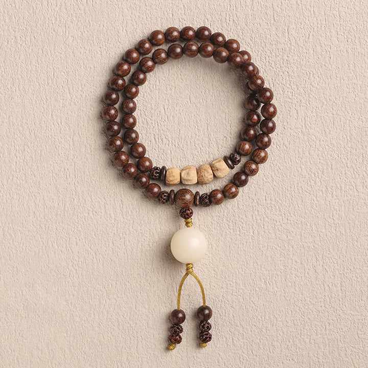 Buddha Stones Sandalwood Small Leaf Red Sandalwood Bodhi Seed Purification Double Wrap Bracelet - image 1