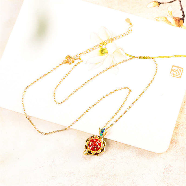 Buddha Stones 925 Sterling Silver Tibet Lotus Prayer Wheel Red Agate Enlightenment Necklace Pendant - image 8