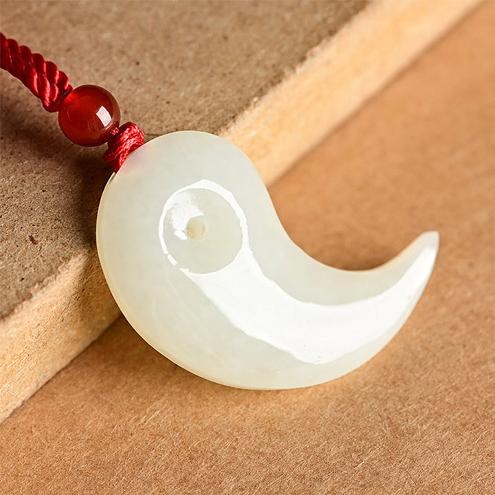 Buddha Stones Yin Yang White Jade Cyan Jade Protection Blessing Necklace String Pendant - White Jade - image 6