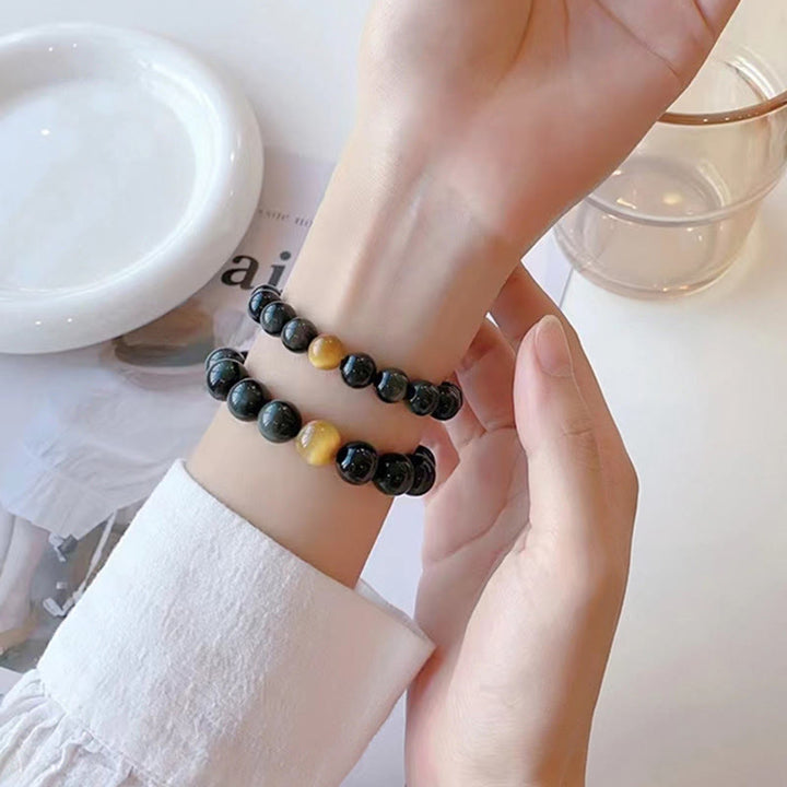 Buddha Stones Natural Rainbow Obsidian Tiger Eye Positive Love Bracelet - image 14