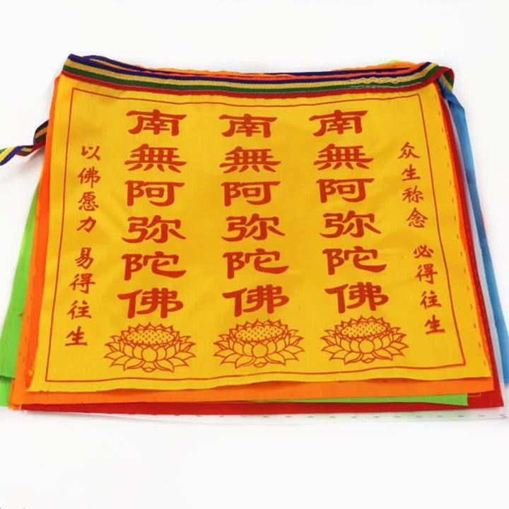 Buddha Stones Tibetan 7 Colors Windhorse Letter Auspicious Lotus Outdoor 21 Pcs Prayer Flag - image 7