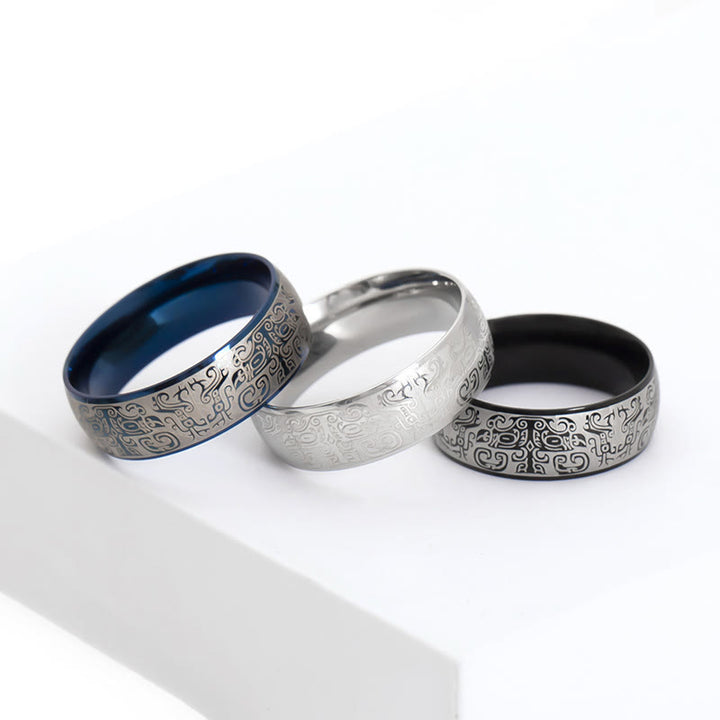 Buddha Stones Lucky Mythological Creature Taotie Wealth Titanium Steel Ring - image 2