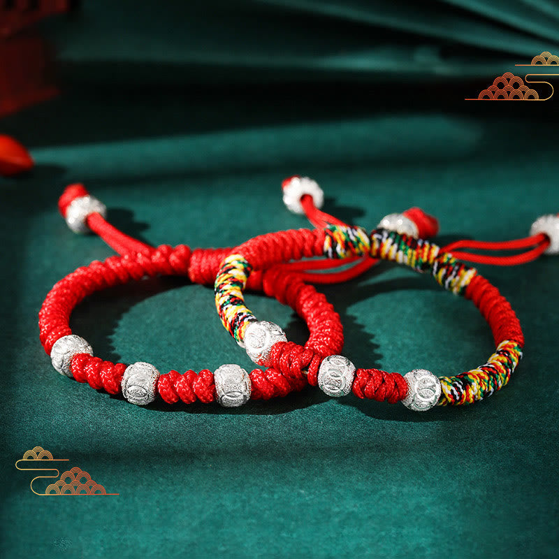 Buddha Stones 925 Sterling Silver King Kong Knot Multicolored Red String Strength Handmade Braided Kids Child Bracelet - image 0