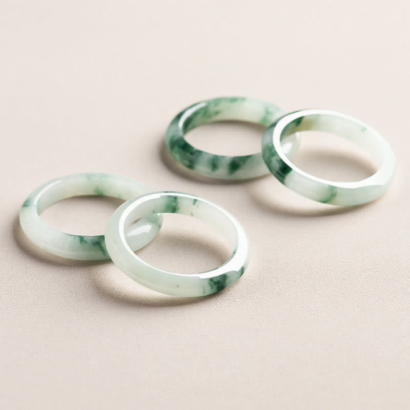 Buddha Stones Natural Green Jade Luck Abundance Ring - image 3