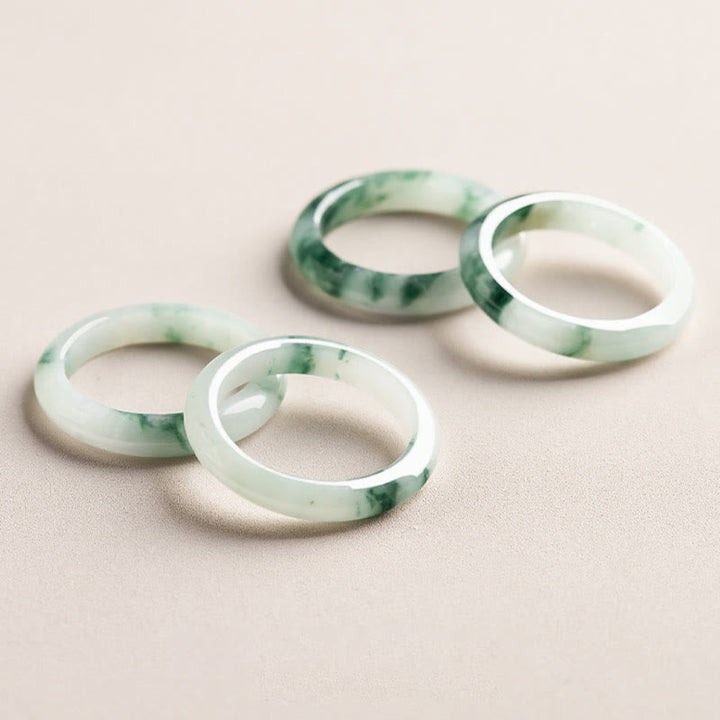 Buddha Stones Natural Green Jade Luck Abundance Ring - image 3