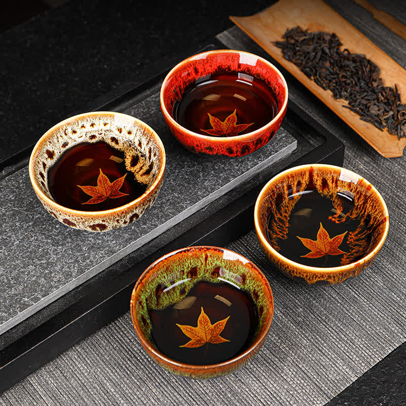 Buddha Stones Maple Leaf Colorful Ceramic Teacup Home Tea Cups - image 3