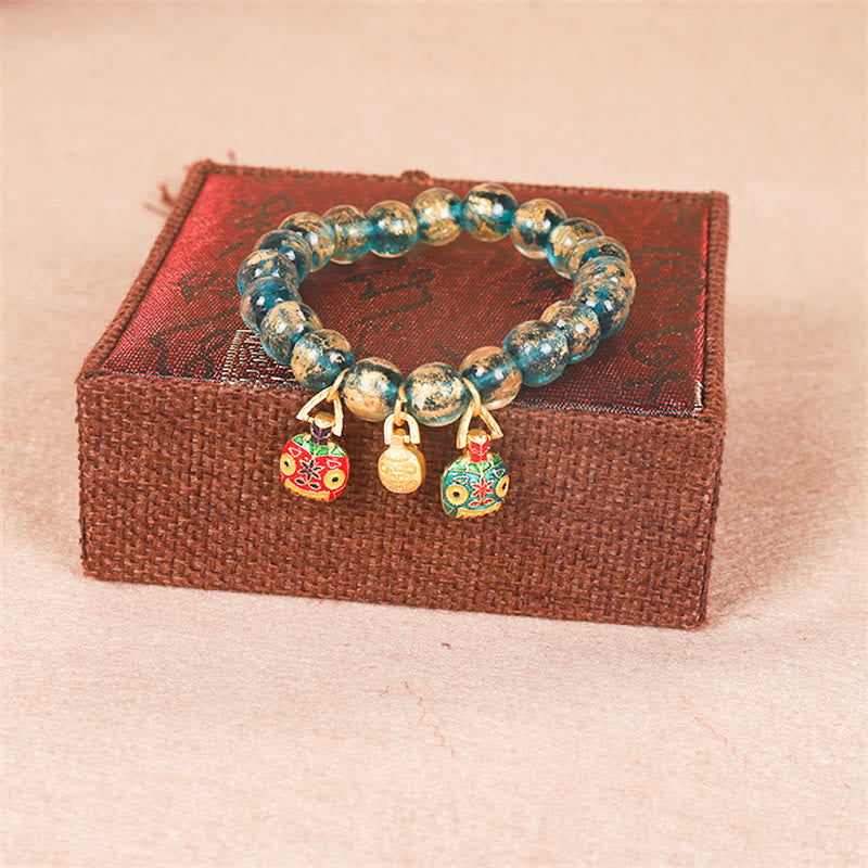Buddha Stones Tibetan Gold Swallowing Beast Family Dorje Vajra Strength Bead Bracelet - Gold Swallowing Beast Family - image 1