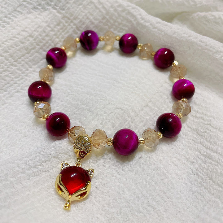 Buddha Stones Red Tiger Eye PiXiu Fox Protection Self Confidence Bracelet - image 17