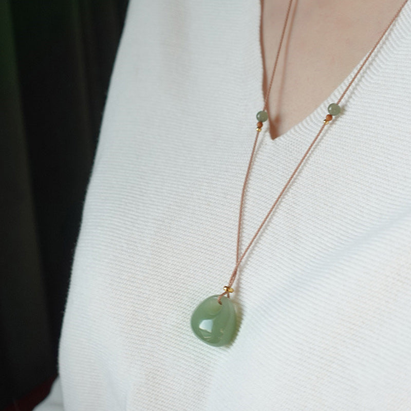 Buddha Stones Natural Jade Luck Prosperity Necklace Pendant (Random Color) - image 6