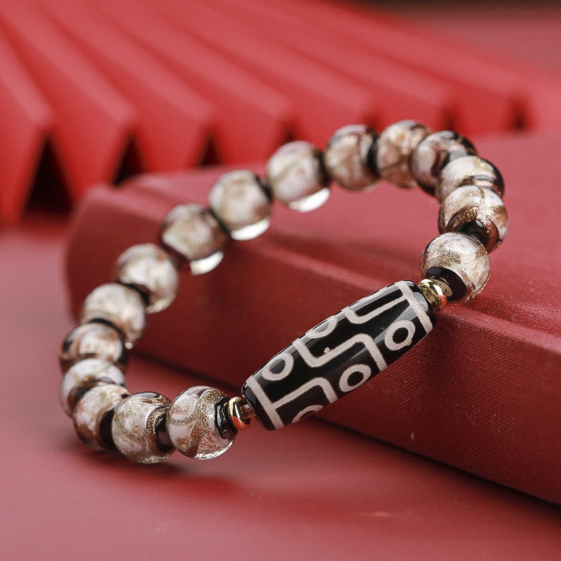 Buddha Stones Tibetan Nine-Eye Dzi Bead Three-eyed Dzi Bead Liuli Glass Bead Wealth Bracelet - Long Nine-Eye Dzi Bead - White Liuli Glass Bead - 14mm - image 13