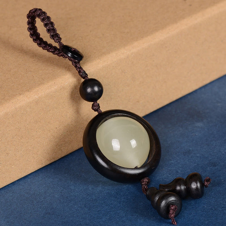 Buddha Stones Red Sandalwood Ebony Wood Green Sandalwood Luminous Lucky Bead Gourd Peace Key Chain - image 9