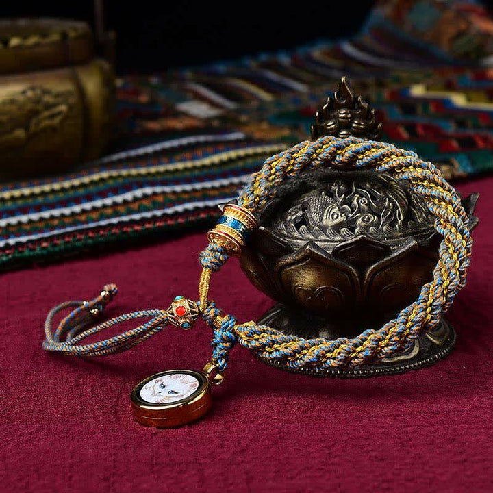 Buddha Stones Tibetan Handmade Luck Thangka Prayer Wheel Charm Weave String Bracelet - Blue&Thangka - image 26