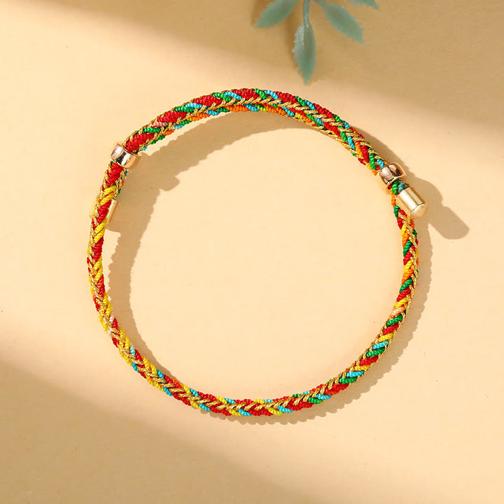 Buddha Stones Colorful Rope Zongzi Pattern Luck Handmade Child Adult Bracelet - Golden Colorful Rope(Wrist Circumference 12-20cm) - image 24